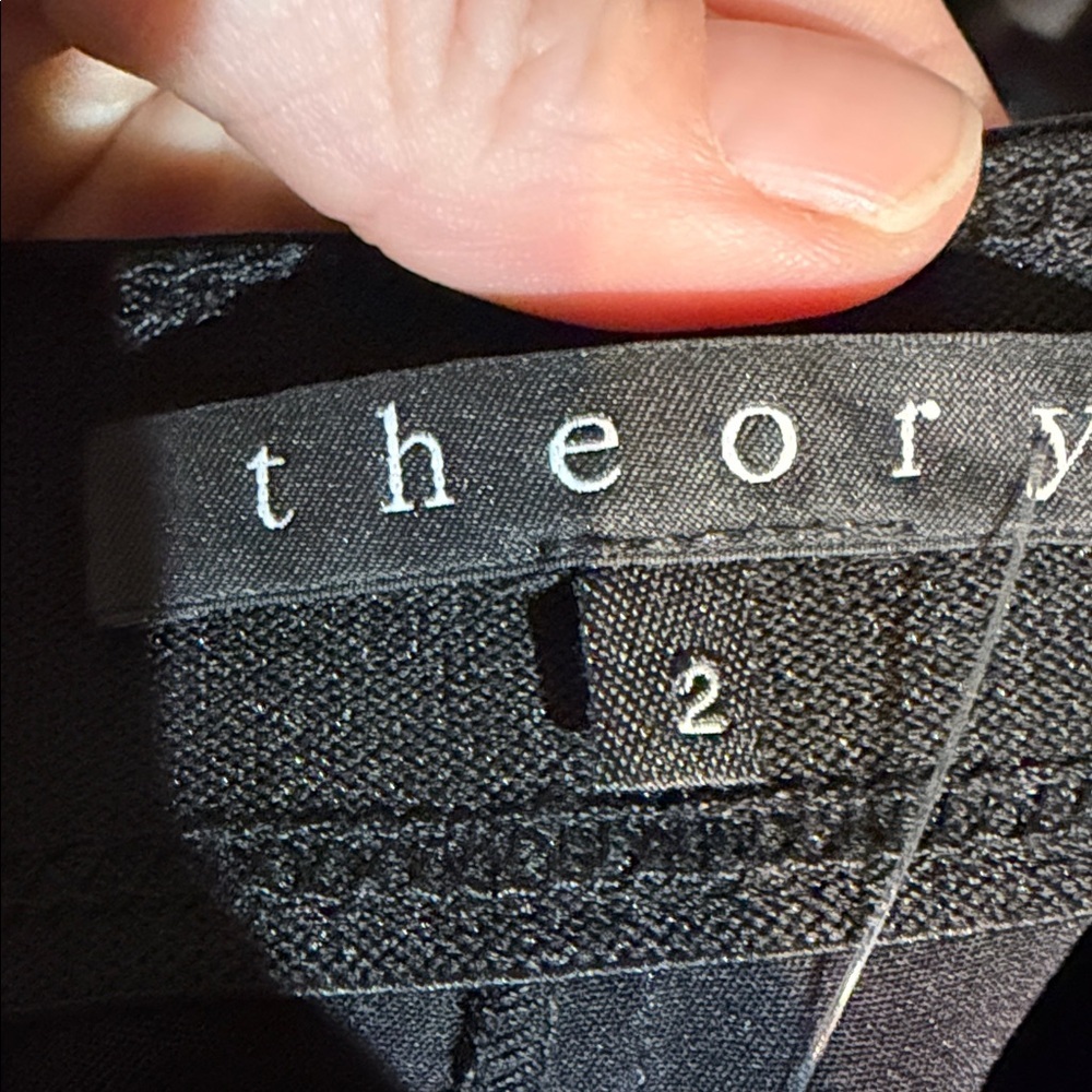 Theory Black Textured Leggings leather partial - Picture 4 of 5